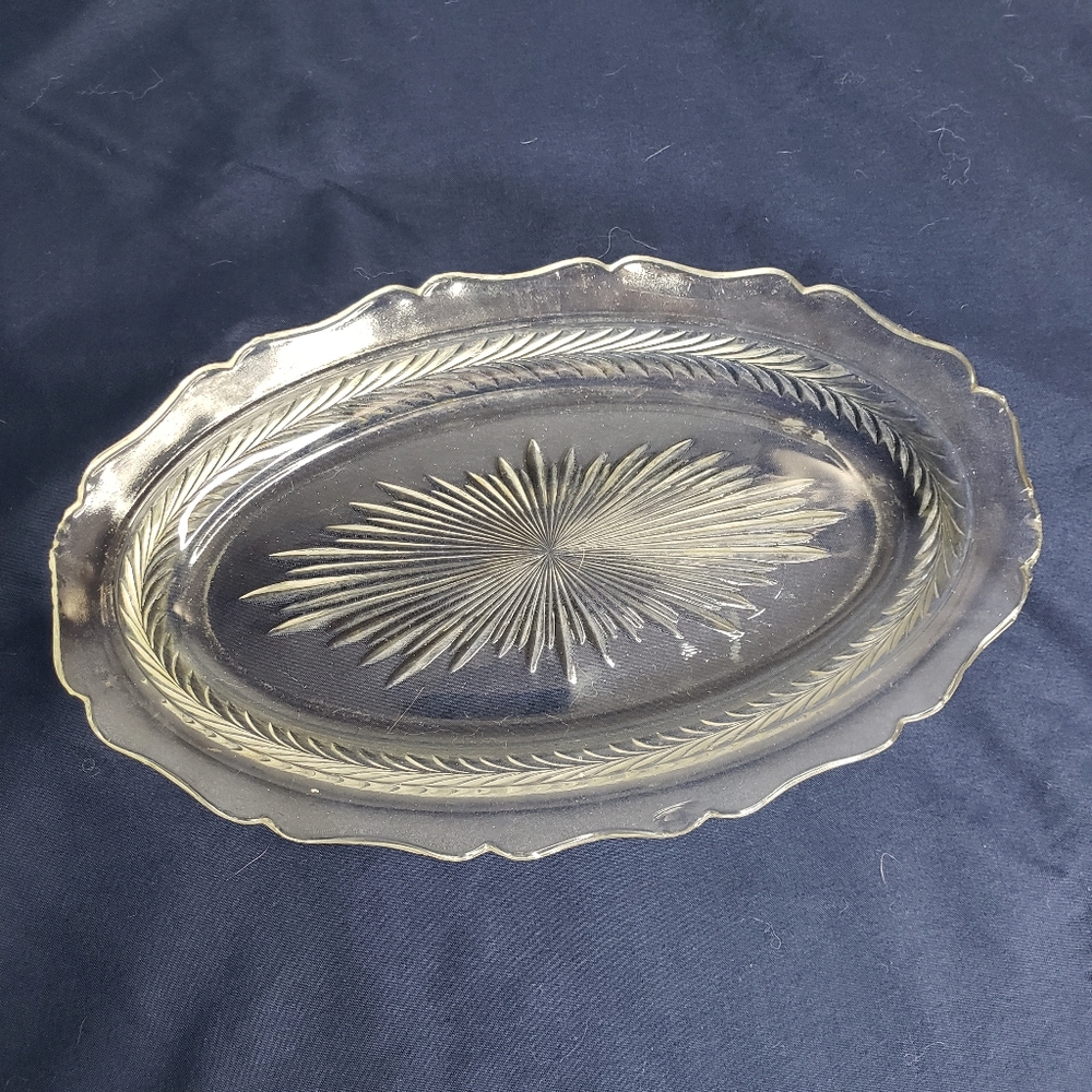 Vintage glass candy or serving platter. 246